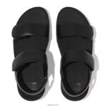 Women LULU Adjustable Leather Sandals Fitflop 882F55 All Black - Image 3
