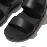 Women LULU Adjustable Leather Sandals Fitflop 882F55 All Black - Image 4