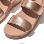 Women LULU Adjustable Leather Sandals Fitflop 882F57 Rose Gold - Image 4