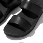 Women LULU Adjustable Leather Slides Fitflop 882F102 All Black - Image 3