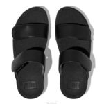 Women LULU Adjustable Leather Slides Fitflop 882F102 All Black - Image 4