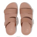 Women LULU Adjustable Leather Slides Fitflop 882F103 Beige - Image 3