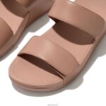 Women LULU Adjustable Leather Slides Fitflop 882F103 Beige - Image 4
