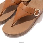 Women LULU Adjustable Leather Toe-Post Fitflop 882F131 Light Tan - Image 3