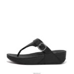 Women LULU Adjustable Leather Toe-Posts Fitflop 882F101 All Black