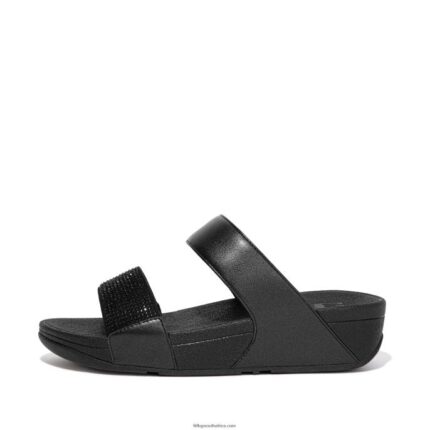 Women LULU Crystal Slides Fitflop 882F199 All Black