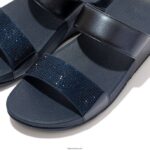 Women LULU Crystal Slides Fitflop 882F200 Midnight Navy - Image 4