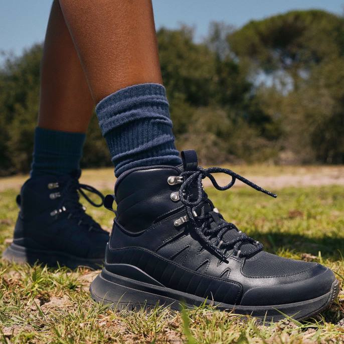 Women NEO-D-HYKER Leather-Mix Walking Boots Fitflop 882F298 All Navy - Image 2