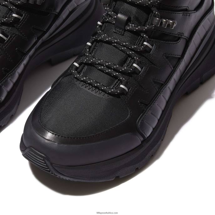 Women NEO-D-HYKER Leather-Mix Walking Boots Fitflop 882F299 All Black - Image 3