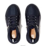 Women NEO-D-HYKER Leather-Mix Walking Trainers Fitflop 882F259 All Navy - Image 3
