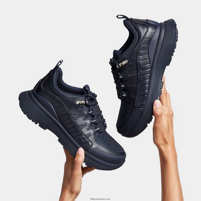 Women NEO-D-HYKER Leather-Mix Walking Trainers Fitflop 882F259 All Navy - Image 5
