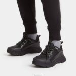 Women NEO-D-HYKER Leather-Mix Walking Trainers Fitflop 882F260 All Black - Image 2