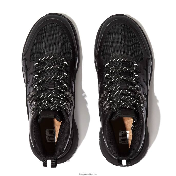Women NEO-D-HYKER Leather-Mix Walking Trainers Fitflop 882F260 All Black - Image 3