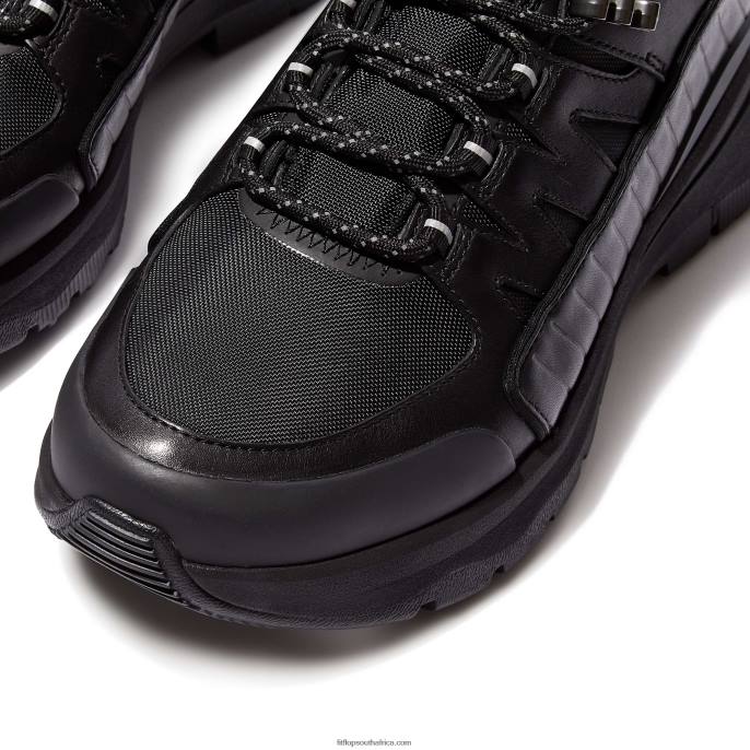 Women NEO-D-HYKER Leather-Mix Walking Trainers Fitflop 882F260 All Black - Image 4
