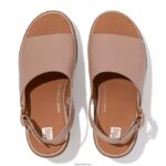 Women PILAR Leather Platform Sandals Fitflop 882F59 Beige Buff - Image 4
