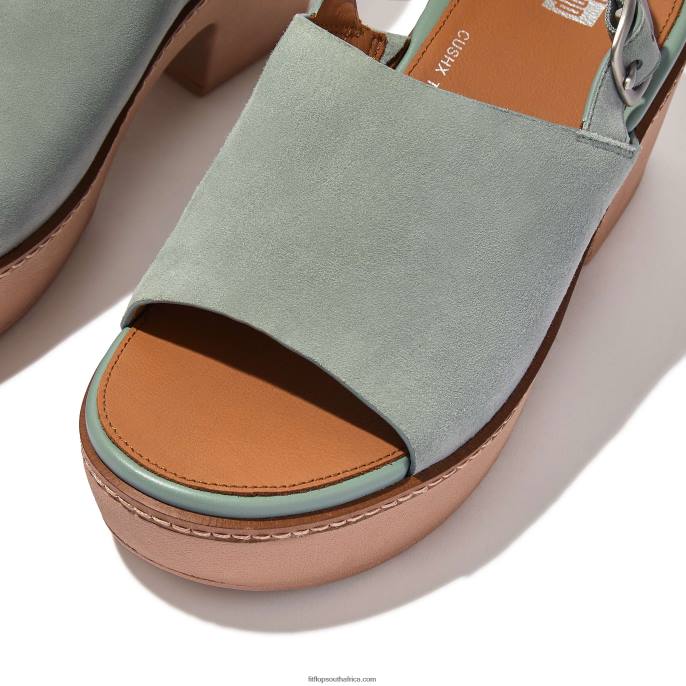 Women PILAR Suede Back-Strap Platform Sandals Fitflop 882F60 Cool Blue - Image 3