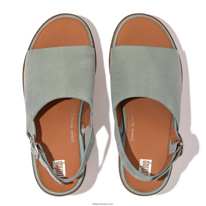 Women PILAR Suede Back-Strap Platform Sandals Fitflop 882F60 Cool Blue - Image 4