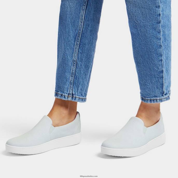 Women RALLY Canvas Slip-On Skate Trainers Fitflop 882F265 Seafoam Blue - Image 2