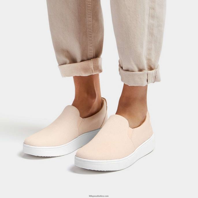 Women RALLY Canvas Slip-On Skate Trainers Fitflop 882F266 Rose Foam - Image 2