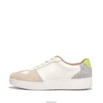 Women RALLY Leather/Felt Panel Trainers Fitflop 882F231 Urban White/Grey