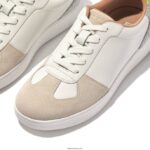 Women RALLY Leather/Felt Panel Trainers Fitflop 882F231 Urban White/Grey - Image 3