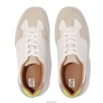 Women RALLY Leather/Felt Panel Trainers Fitflop 882F231 Urban White/Grey - Image 4