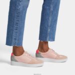 Women RALLY Leather/Felt Panel Trainers Fitflop 882F232 Pink Salt/Grey - Image 2