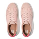 Women RALLY Leather/Felt Panel Trainers Fitflop 882F232 Pink Salt/Grey - Image 4