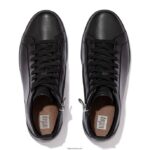 Women RALLY Leather High-Top Trainers Fitflop 882F279 All Black - Image 3