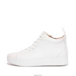 Women RALLY Leather High-Top Trainers Fitflop 882F280 Urban White