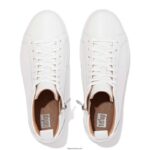 Women RALLY Leather High-Top Trainers Fitflop 882F280 Urban White - Image 3