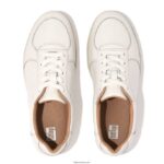 Women RALLY Leather Panel Trainers Fitflop 882F237 Urban White - Image 4