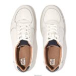 Women RALLY Leather Panel Trainers Fitflop 882F238 White/Navy - Image 4