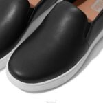 Women RALLY Leather Slip-On Skate Trainers Fitflop 882F281 Black - Image 3
