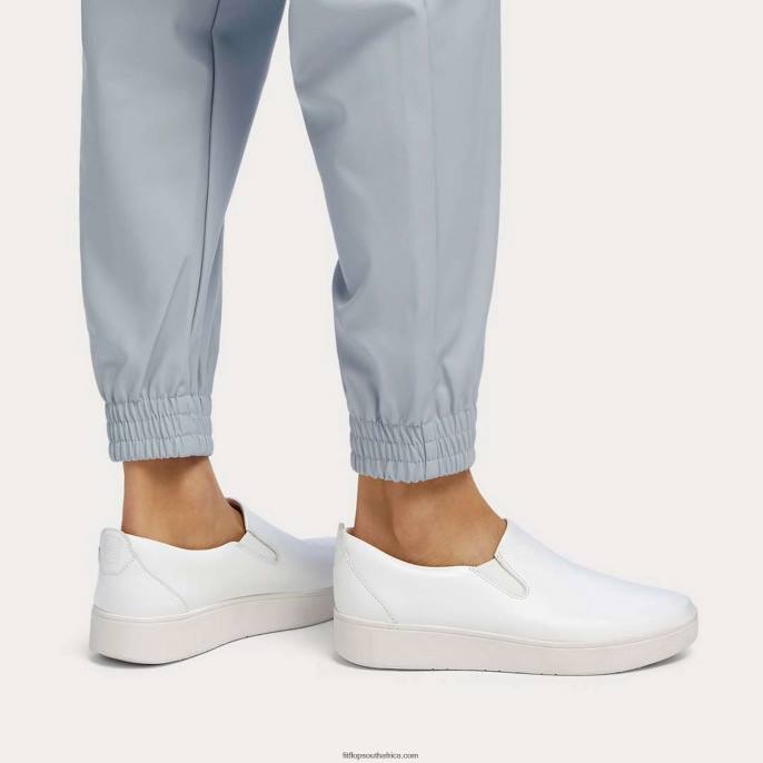 Women RALLY Leather Slip-On Skate Trainers Fitflop 882F282 Urban White - Image 2