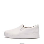 Women RALLY Leather Slip-On Skate Trainers Fitflop 882F282 Urban White