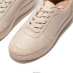 Women RALLY Leather/Suede Panel Trainers Fitflop 882F220 Stone Beige - Image 3
