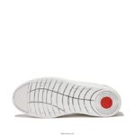 Women RALLY Leather/Suede Panel Trainers Fitflop 882F221 White/Sea Blue - Image 5