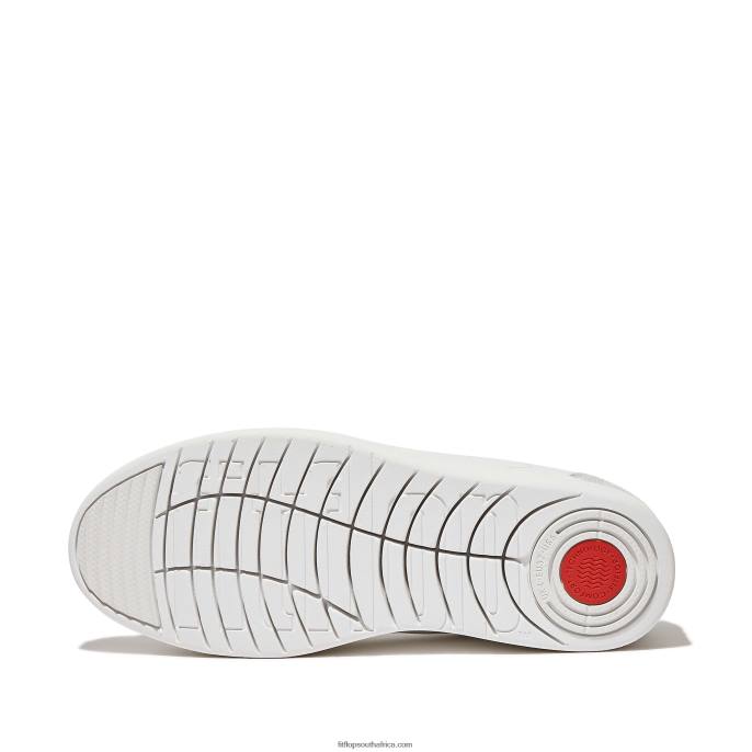 Women RALLY Leather/Suede Panel Trainers Fitflop 882F221 White/Sea Blue - Image 5