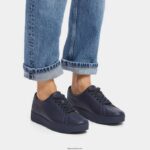 Women RALLY Leather Trainers Fitflop 882F245 All Navy - Image 2