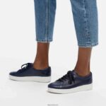 Women RALLY Leather Trainers Fitflop 882F246 Midnight Navy - Image 2