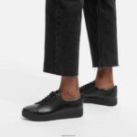 Women RALLY Leather Trainers Fitflop 882F248 All Black - Image 2