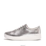 Women RALLY Leather Trainers Fitflop 882F250 Silver