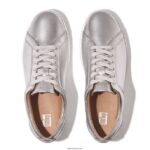 Women RALLY Leather Trainers Fitflop 882F250 Silver - Image 4