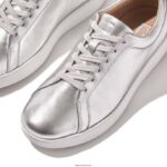 Women RALLY Leather Trainers Fitflop 882F250 Silver - Image 5
