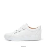 Women RALLY Strap Leather Trainers Fitflop 882F263 Urban White