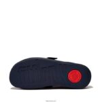 Women SHUV Buckle-Strap Leather Clogs Fitflop 882F334 Midnight Navy - Image 5