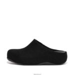 Women SHUV Cushy Felt Clog Slippers Fitflop 882F319 All Black