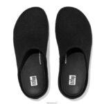 Women SHUV Cushy Felt Clog Slippers Fitflop 882F319 All Black - Image 4