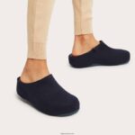 Women SHUV Cushy Felt Clog Slippers Fitflop 882F320 Midnight Navy - Image 2